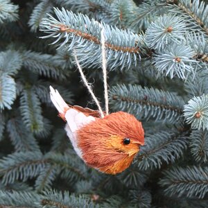 Bristle Christmas Robin Hanging Decoration