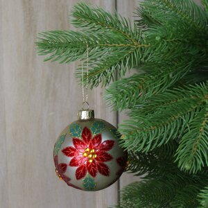 Gold Glass Bauble with Red Poinsettia