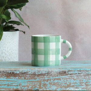 Green Gingham Mug