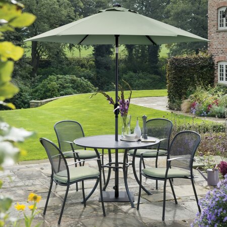 Kettler Caredo 4 Seat Mesh Dining Set With 2.5m Parasol - Sage