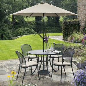 Kettler Caredo 4 Seat Mesh Dining Set With 2.5m Parasol - Stone