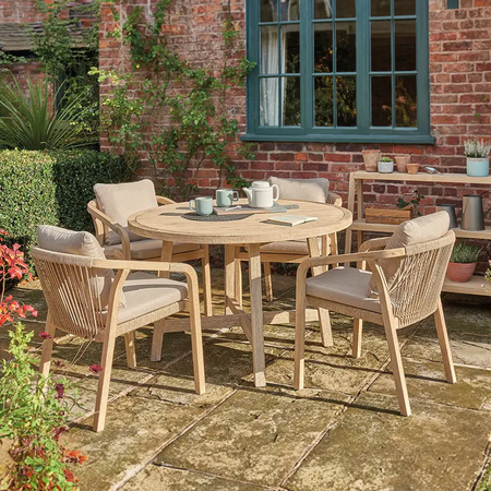 Kettler Cora Rope 4 Seater Round Table Dining Set