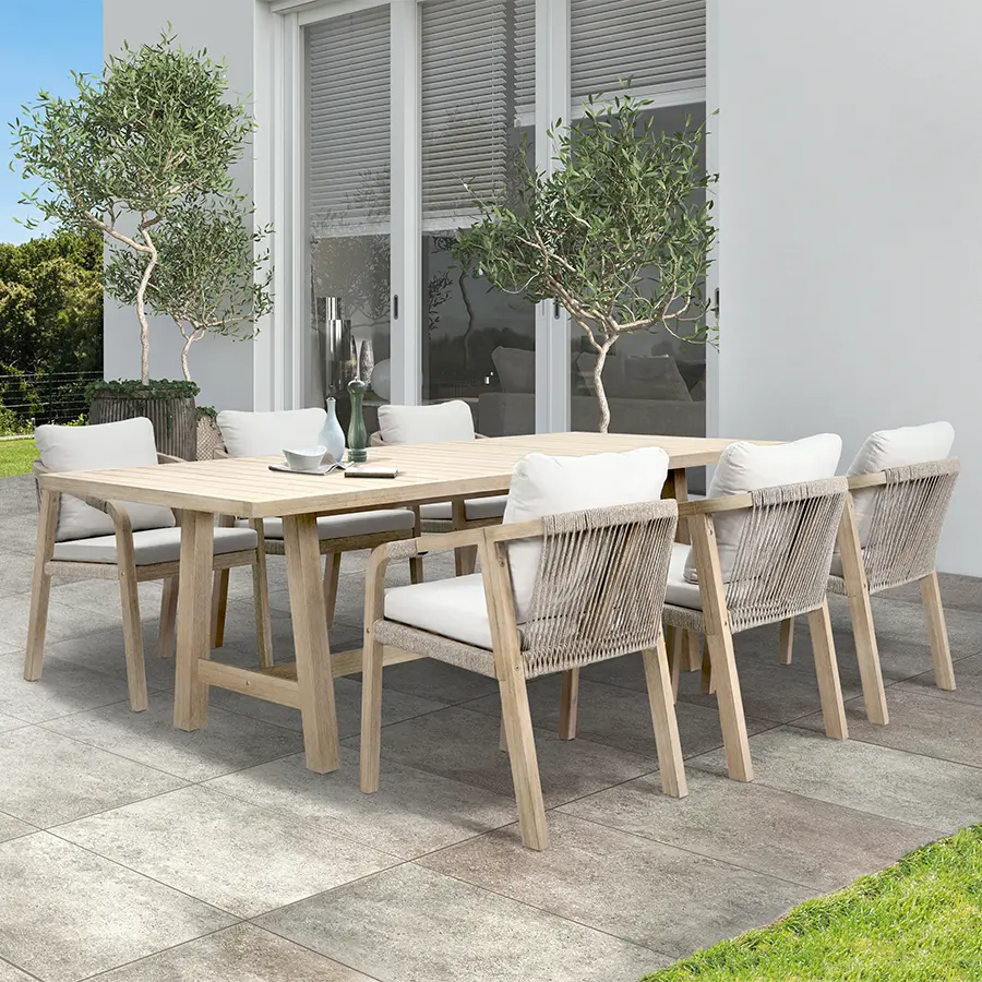 Kettler Cora Rope 6 Seater Rectangular Table Dining Set Beetham Nurseries