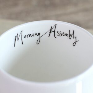 Morning Assembly Dog Mug by Anna Wright