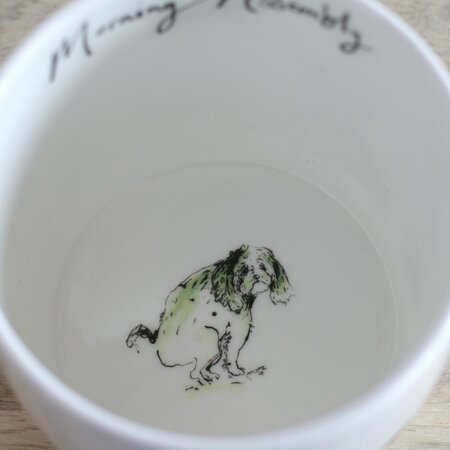 Morning Assembly Dog Mug by Anna Wright