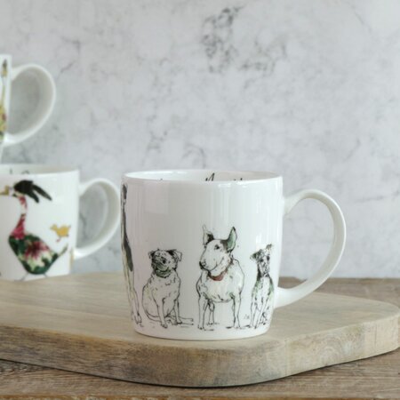 Morning Assembly Dog Mug by Anna Wright