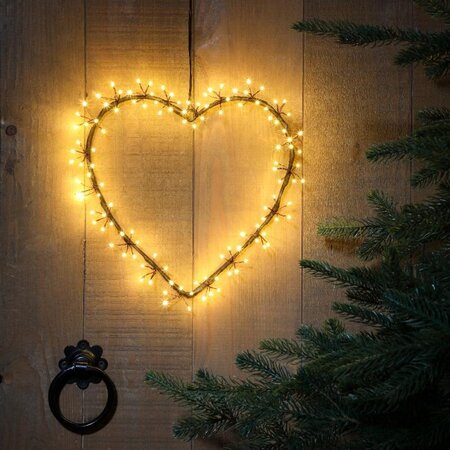 Noma 30cm Antique White Cluster Light Heart Wreath