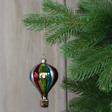 Rainbow Glass Hot Air Balloon Tree Decoration