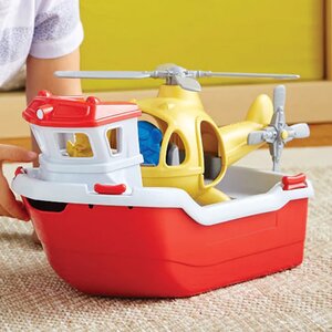 Green Toys Rescue Boat with Helicopter