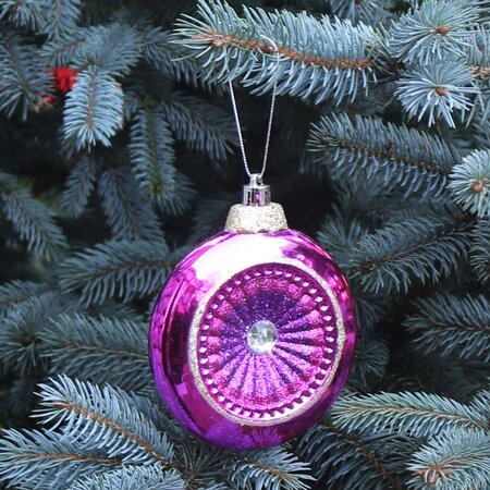 Retro Circular Hanging Bauble in Purple