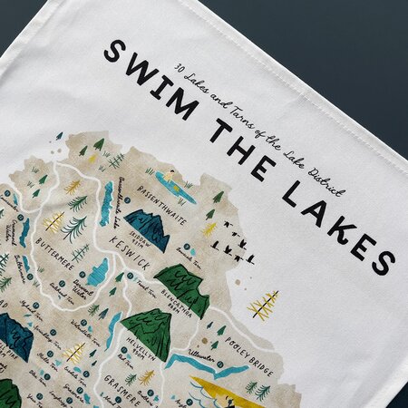 Swim The Lakes Tea Towel by Oldfield Design Co