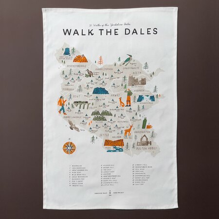 Walk The Dales Tea Towel by Oldfield Design Co