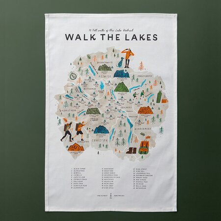 Walk The Lakes Tea Towel by Oldfield Design Co