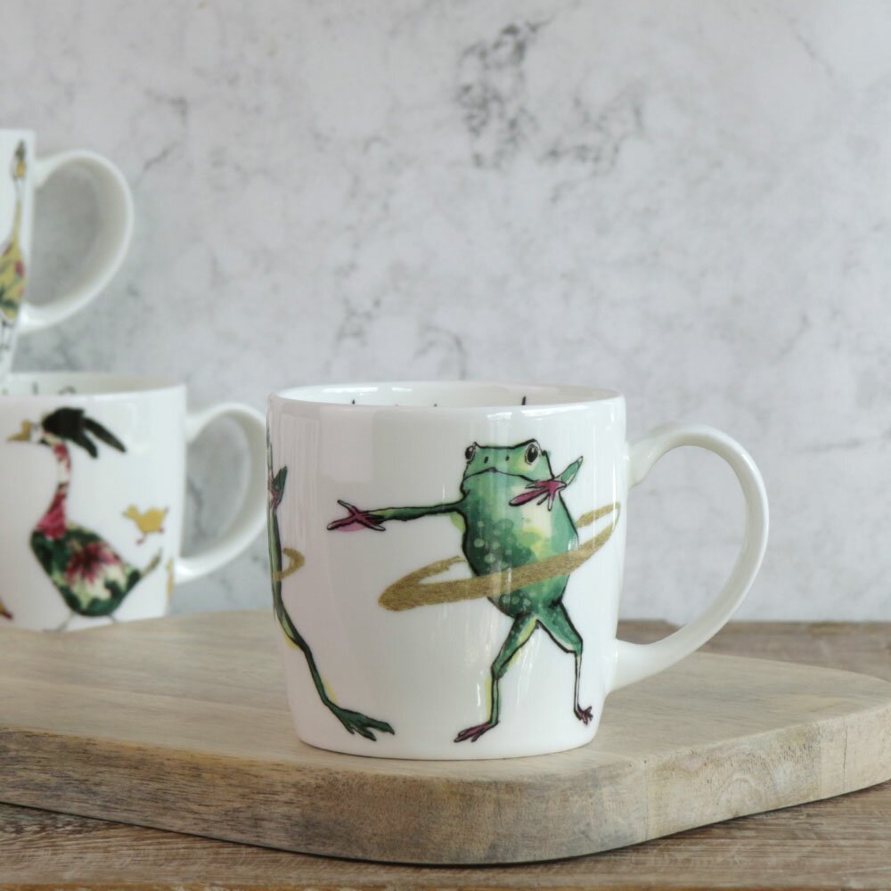 Frogs and Flower Seeds Ceramic Mug